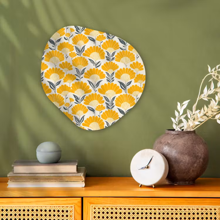Organisch schilderij - Forex - Bloemen - Retro - Botanisch - Okergeel - Grijs — 2