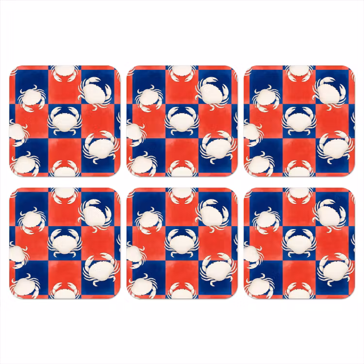 Onderzetter - Patroon - Zeeleven - Rood - Blauw - Abstract — 1