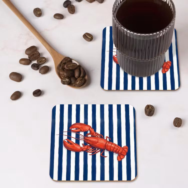 Onderzetter - Schaaldier - Kreeft - Marine - Illustratie - Rood — 4