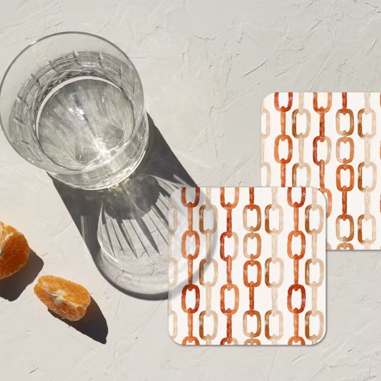 Onderzetter - Schakels - Patroon - Aquarel - Terracotta — 3