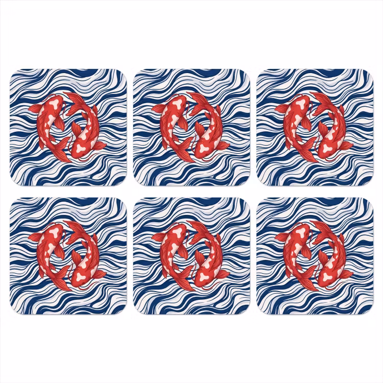 Onderzetter - Vis - Water - Natuur - Illustratie - Rood — 1