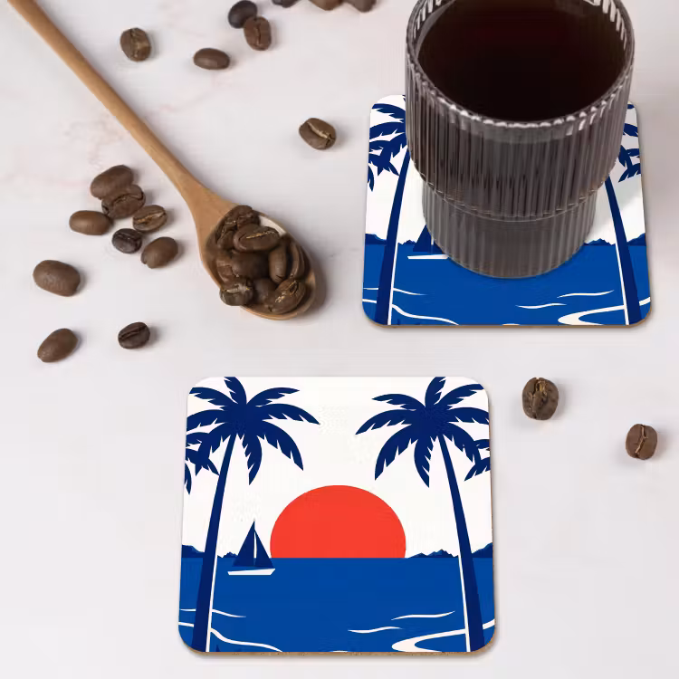 Onderzetter - Zonsondergang - Zee - Palmboom - Tropisch - Modern — 4