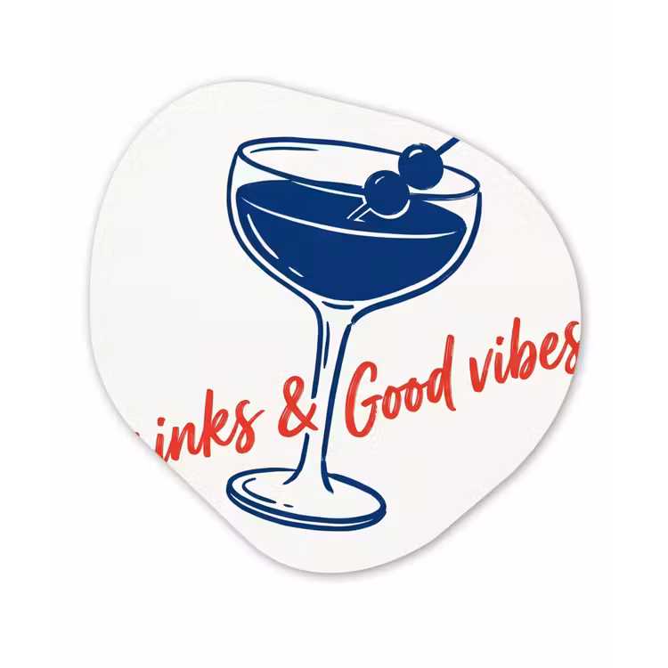 Organisch schilderij - Forex - Cocktail - Glas - Illustratie - Blauw - Wit — 1