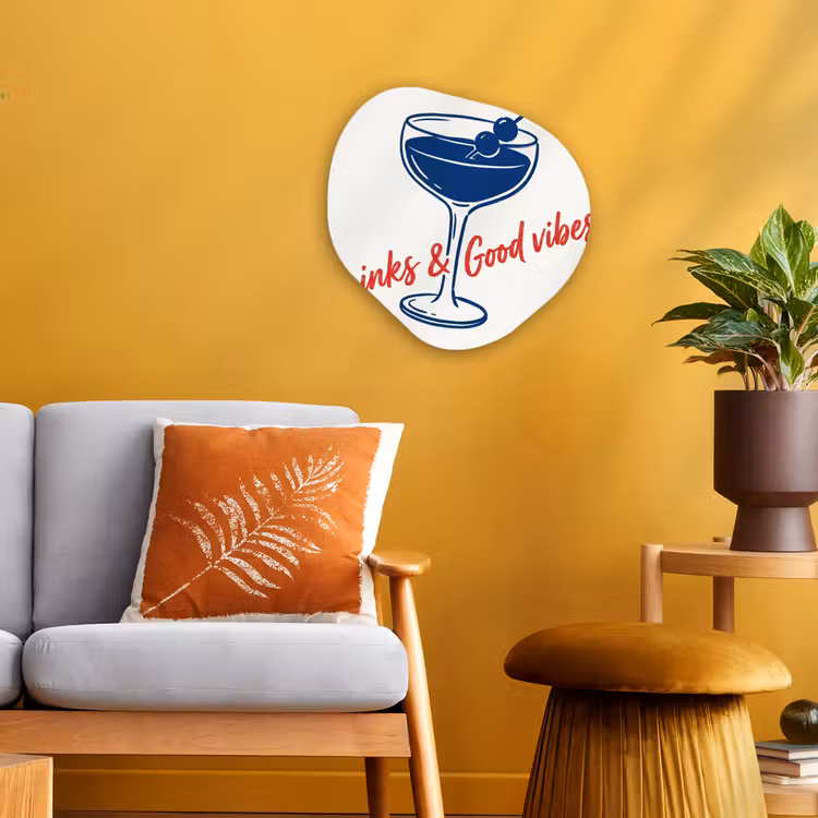 Organisch schilderij - Forex - Cocktail - Glas - Illustratie - Blauw - Wit — 3