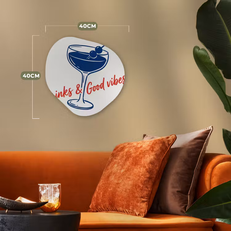 Organisch schilderij - Forex - Cocktail - Glas - Illustratie - Blauw - Wit — 4