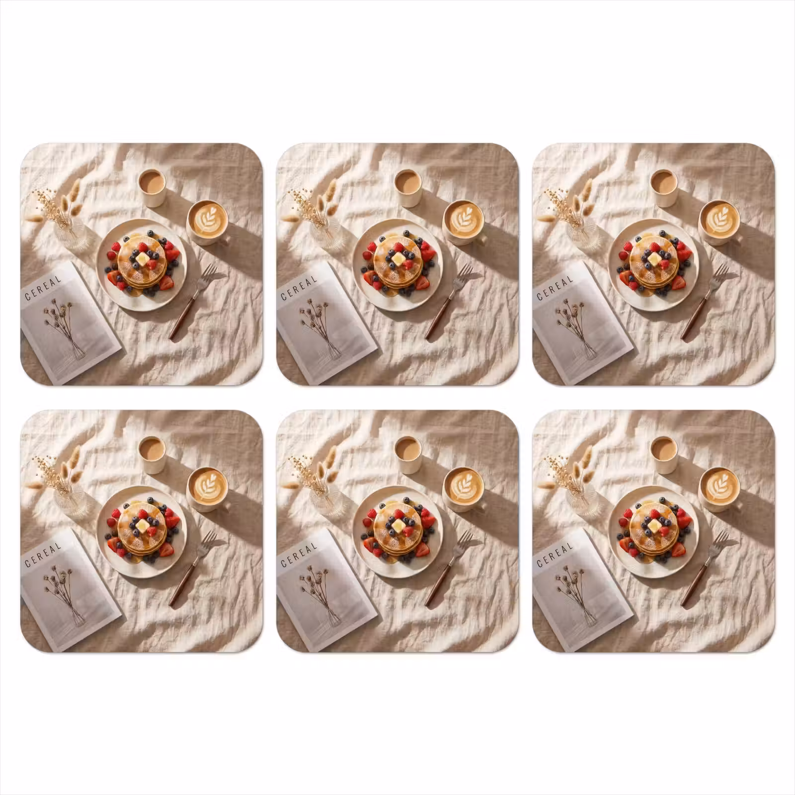 Onderzetter - Pannenkoeken - Bessen - Ontbijt - Modern - Beige — 1