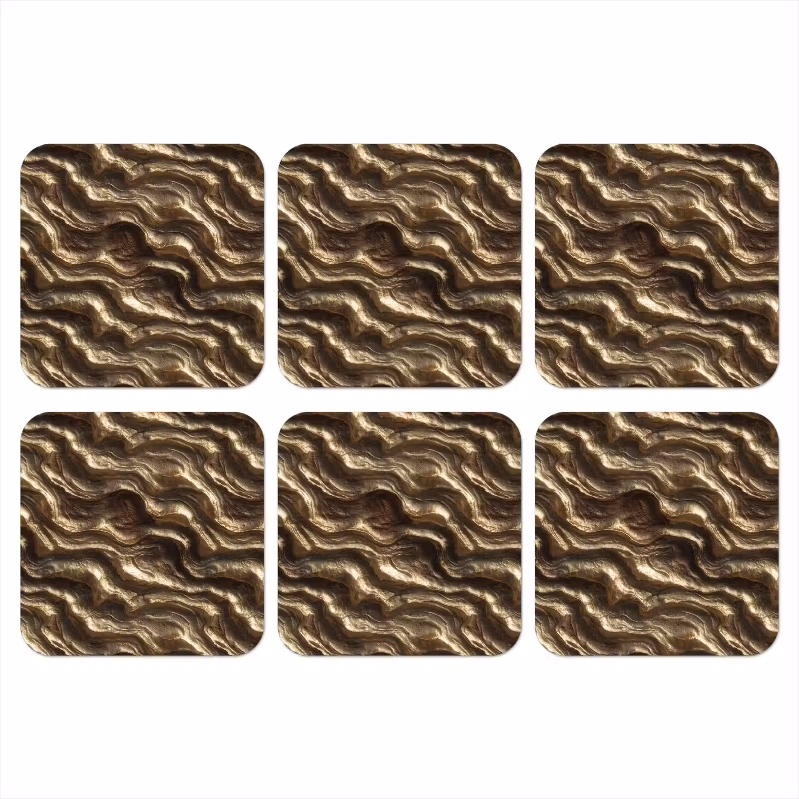 Onderzetter - Reliëf - Golven - Abstract - Bronsgoud — 1