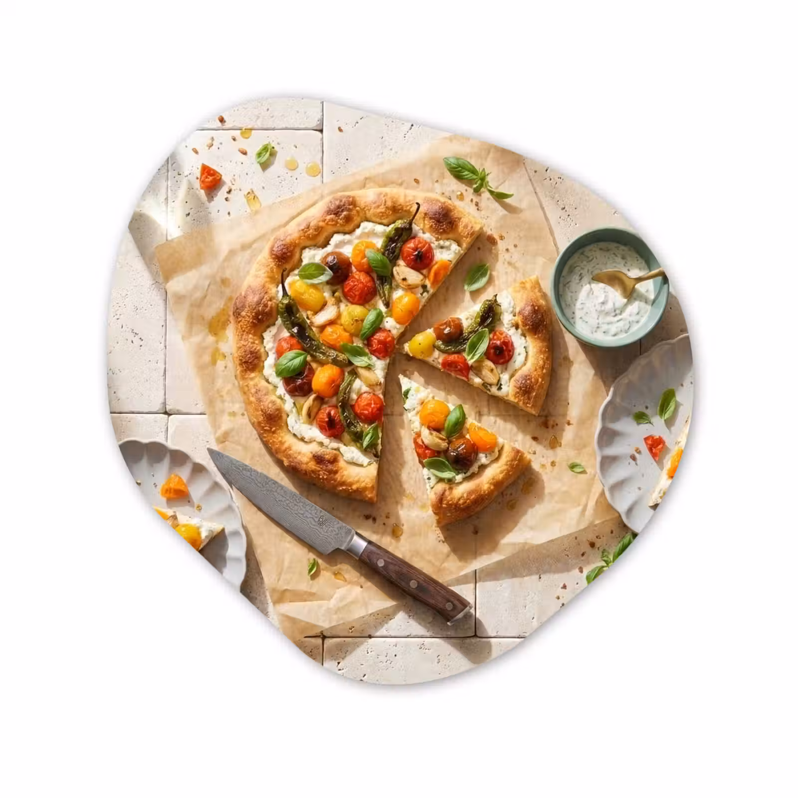 Organisch schilderij - Forex - Eten - Tomaten - Basilicum - Maaltijd - Vers — 1