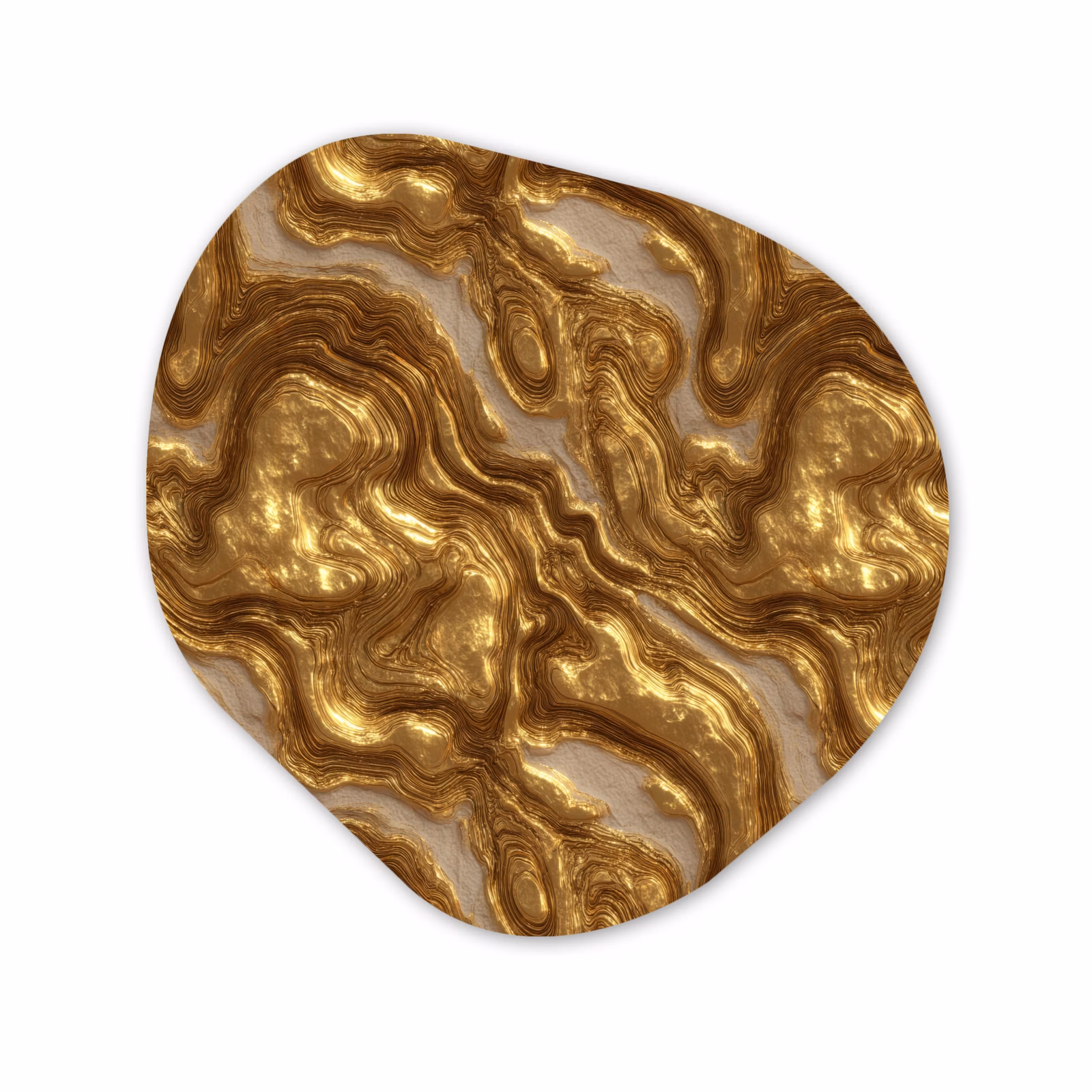 Organisch schilderij - Forex - Golven - Organisch - Goud - Crème — 1