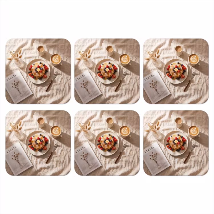 Onderzetter - Pannenkoeken - Bessen - Ontbijt - Modern - Beige — 1