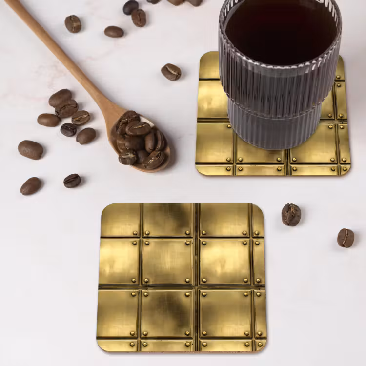 Onderzetter - Platen - Industrieel - Stoer - Goud — 4