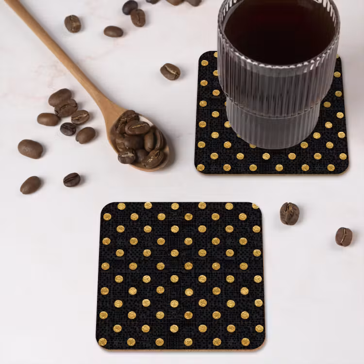 Onderzetter - Polka Dot - Stippen - Goud - Zwart — 4