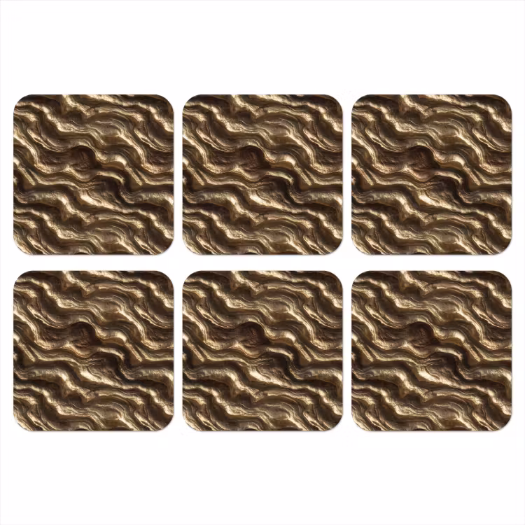 Onderzetter - Reliëf - Golven - Abstract - Bronsgoud — 1
