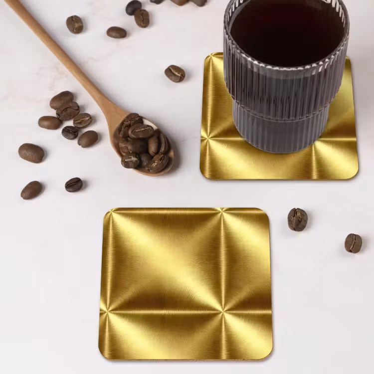 Onderzetter - Textuur - Geborsteld Goud - Industrieel - Metallic — 4