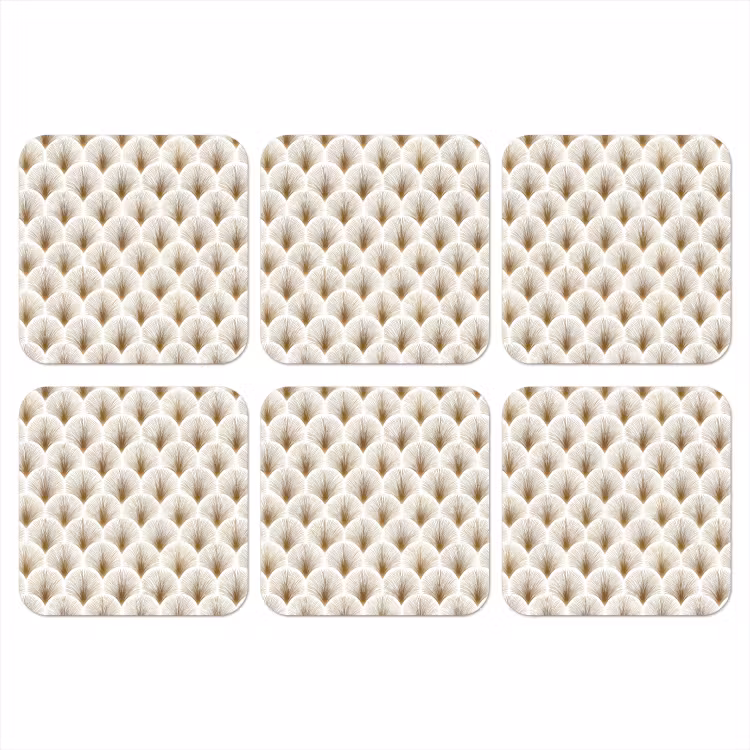 Onderzetter - Waaiers - Art Deco - Elegant - Goud - Wit — 1
