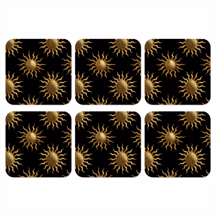 Onderzetter - Zon - Patroon - Luxe - Goud - Zwart — 1