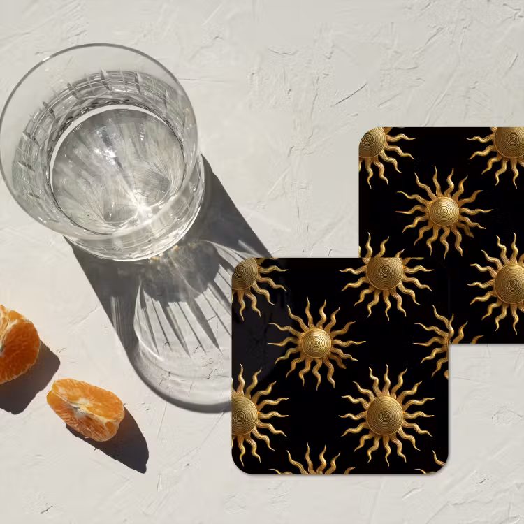 Onderzetter - Zon - Patroon - Luxe - Goud - Zwart — 3
