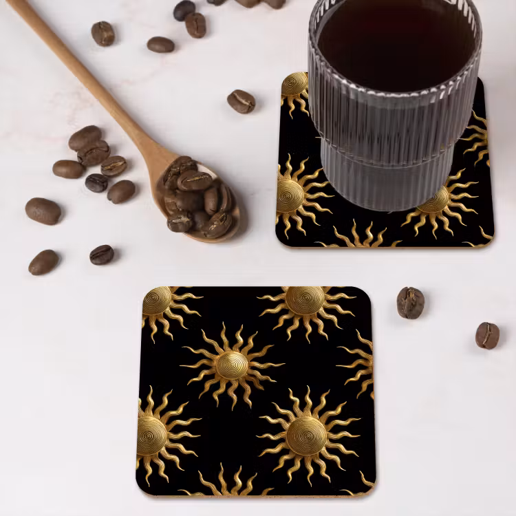 Onderzetter - Zon - Patroon - Luxe - Goud - Zwart — 4
