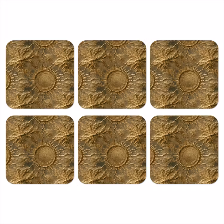 Onderzetter​ - Zon - Reliëf - Antiek - Goud — 1