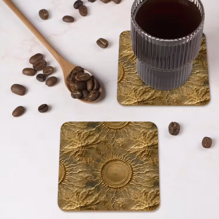 Onderzetter​ - Zon - Reliëf - Antiek - Goud — 4