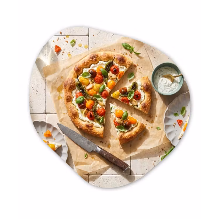 Organisch schilderij - Forex - Eten - Tomaten - Basilicum - Maaltijd - Vers — 1