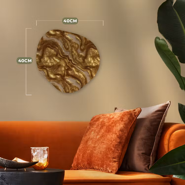 Organisch schilderij - Forex - Golven - Organisch - Goud - Crème — 4