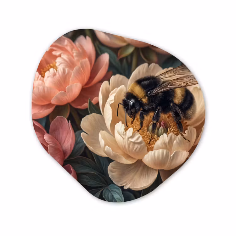 Organisch schilderij - Forex - Bloemen - Insect - Natuur - Roze — 1