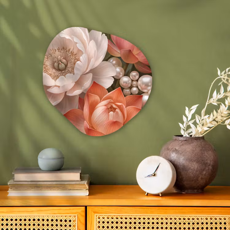 Organisch schilderij - Forex - Bloemen - Parels - Elegant - Roze - Wit — 2