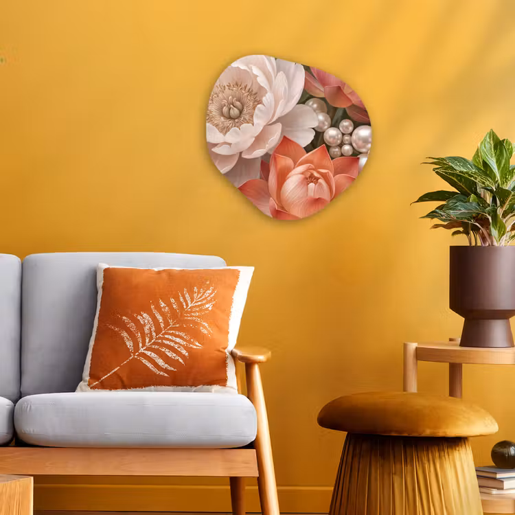 Organisch schilderij - Forex - Bloemen - Parels - Elegant - Roze - Wit — 3