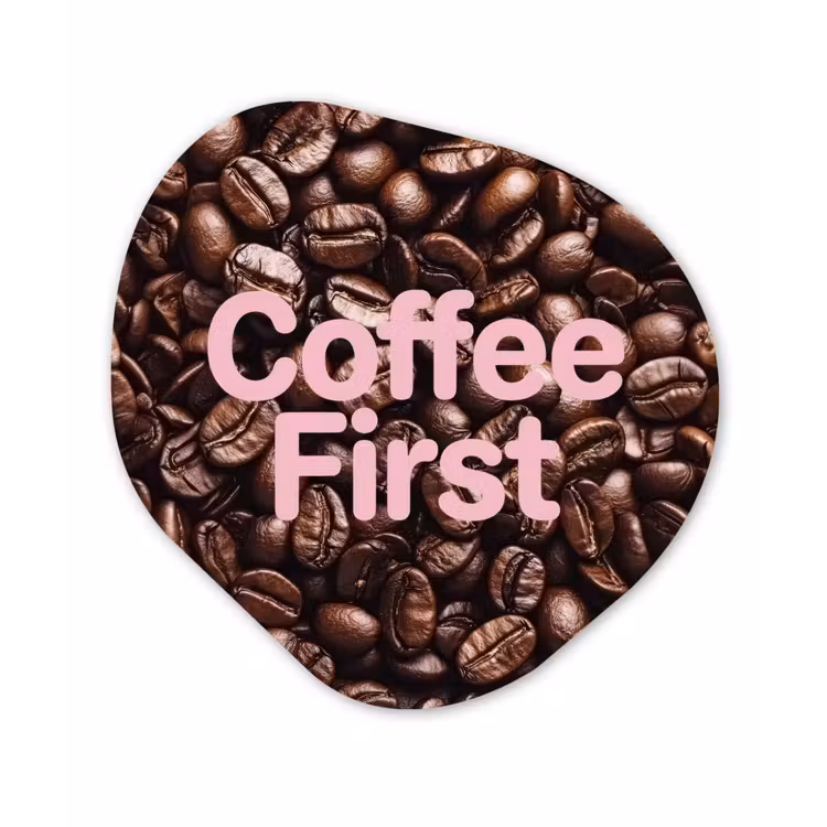 Organisch schilderij - Forex - Coffee First - Koffiebonen - Roze — 1
