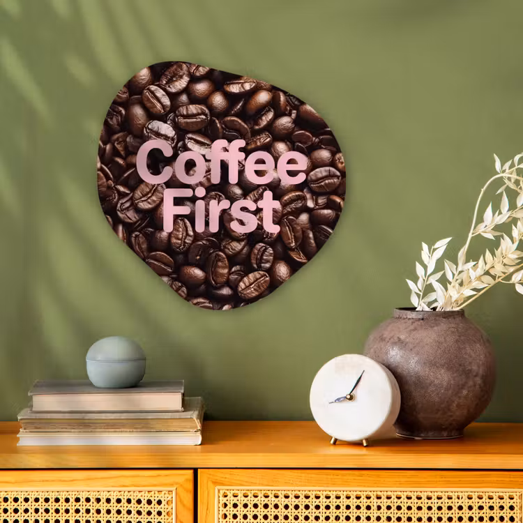 Organisch schilderij - Forex - Coffee First - Koffiebonen - Roze — 2