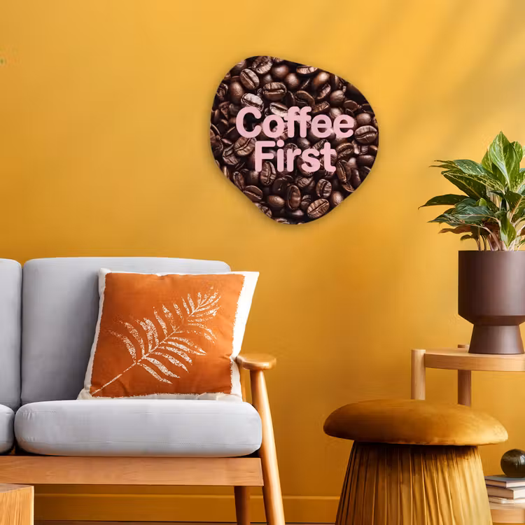 Organisch schilderij - Forex - Coffee First - Koffiebonen - Roze — 3