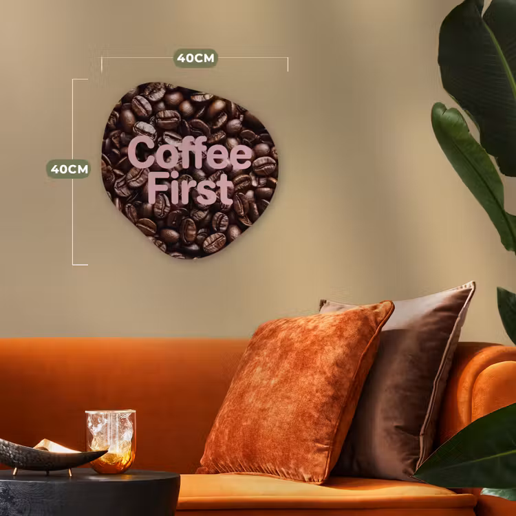 Organisch schilderij - Forex - Coffee First - Koffiebonen - Roze — 4