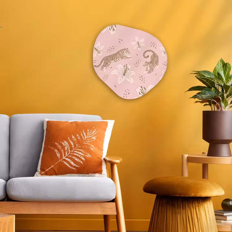 Organisch schilderij - Forex - Kat - Springend - Bloemen - Abstract - Roze — 3
