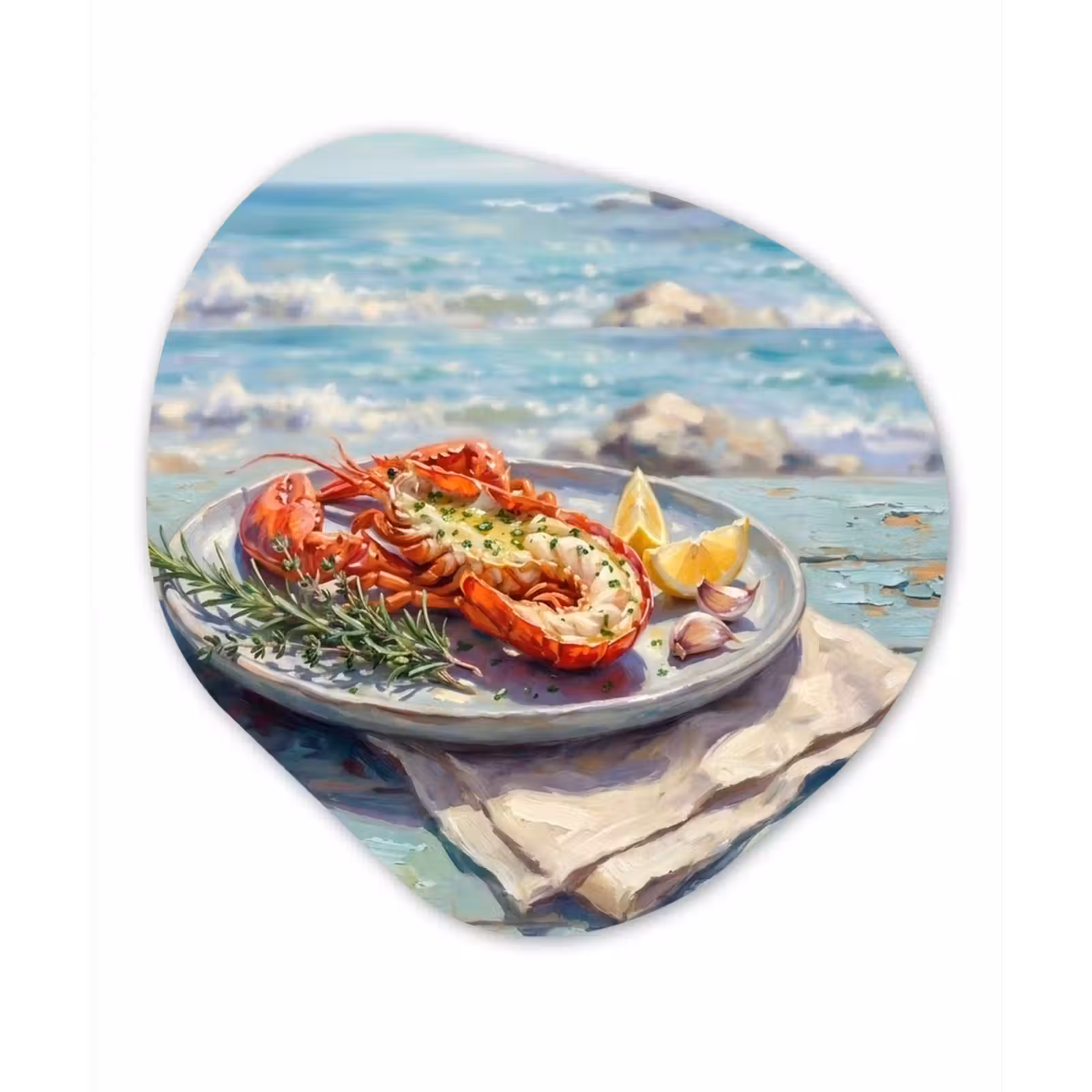 Organisch schilderij - Forex - Eten - Zee - Kust - Modern - Blauw — 1