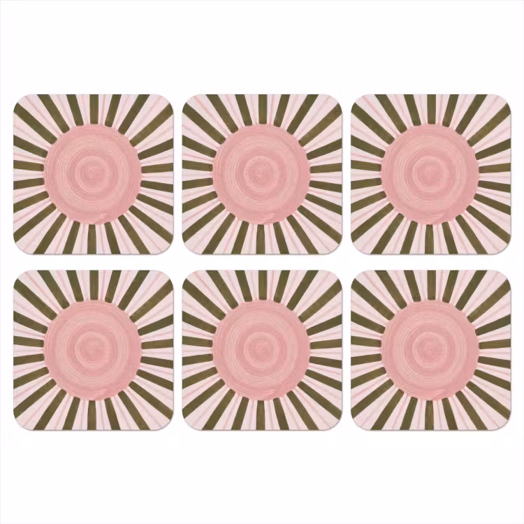 Onderzetter - Patroon - Cirkel - Stralen - Abstract - Roze — 1