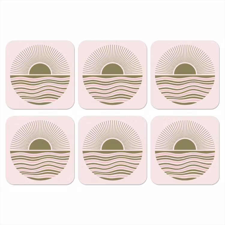 Onderzetter​ - Zon - Zee - Abstract - Modern - Roze — 1