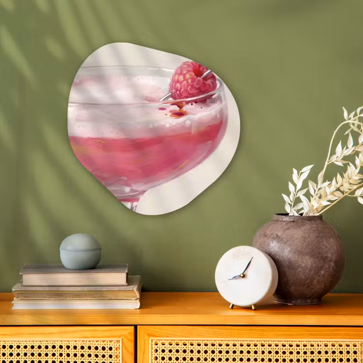 Organisch schilderij - Forex - Cocktail - Framboos - Drank - Modern - Roze — 2