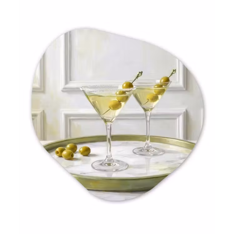 Organisch schilderij - Forex - Drank - Martini - Olijven - Modern - Wit — 1
