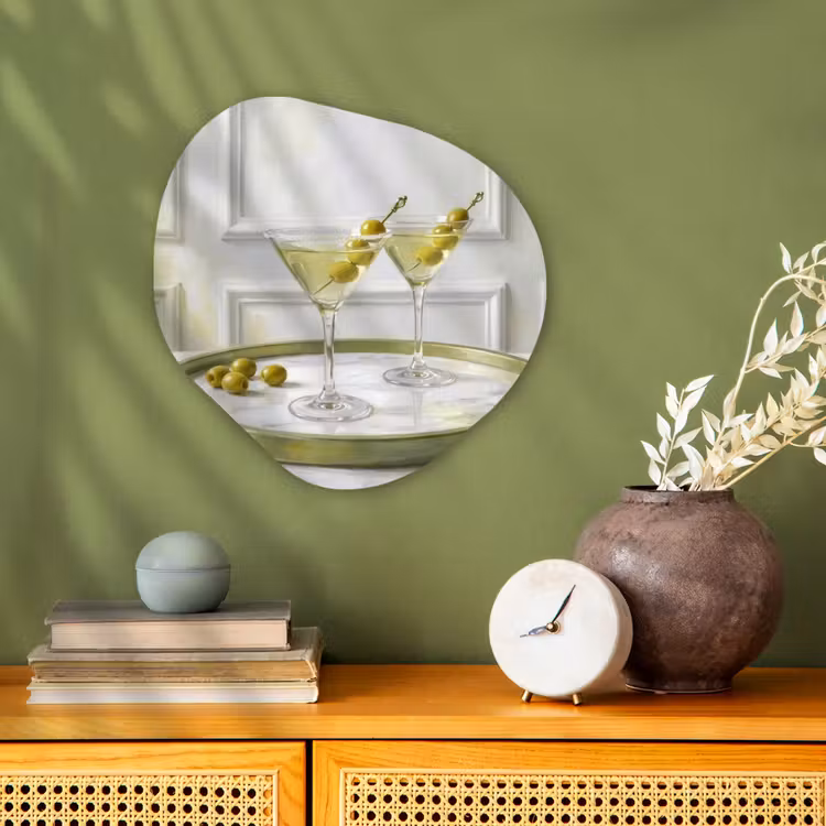 Organisch schilderij - Forex - Drank - Martini - Olijven - Modern - Wit — 2