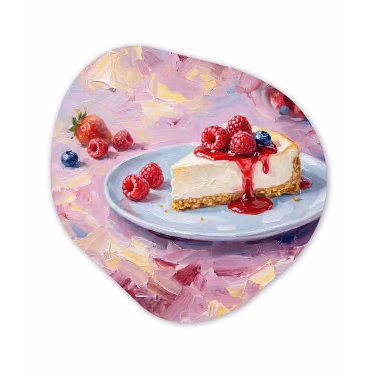 Organisch schilderij - Forex - Eten - Cheesecake - Bessen - Abstract - Roze — 1