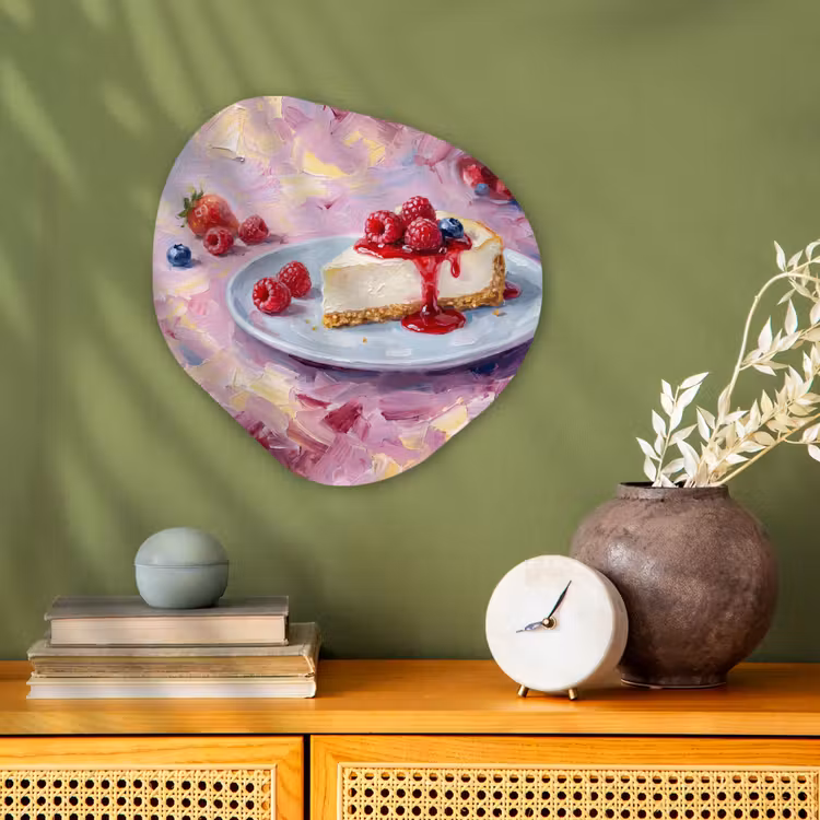 Organisch schilderij - Forex - Eten - Cheesecake - Bessen - Abstract - Roze — 2