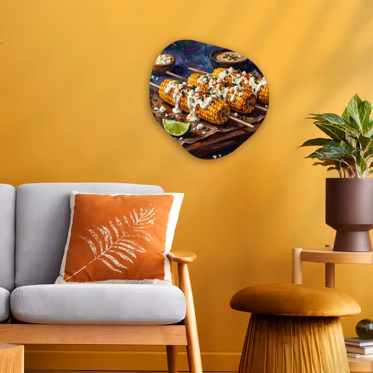 Organisch schilderij - Forex - Eten - Maïs - Saus - Geschilderd - Geel — 3