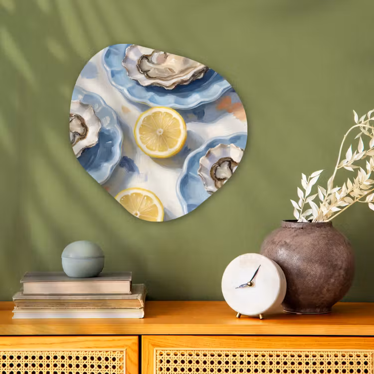 Organisch schilderij - Forex - Eten - Oesters - Citroenen - Modern - Geel — 2