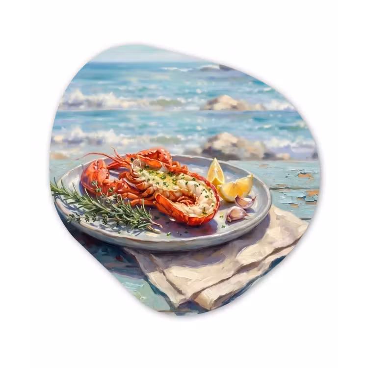 Organisch schilderij - Forex - Eten - Zee - Kust - Modern - Blauw — 1