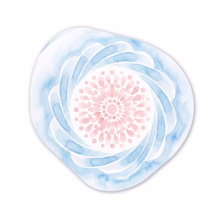Organisch schilderij - Forex - Abstract - Bloemvorm - Aquarel - Roze - Blauw — 1
