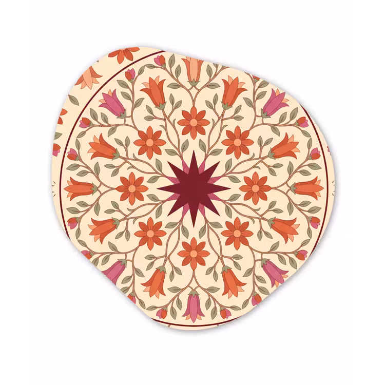 Organisch schilderij - Forex - Bloemen - Mandala - Decoratief - Rood — 1