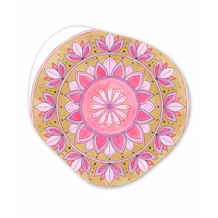Organisch schilderij - Forex - Mandala - Patroon - Kunst - Aquarel - Roze — 1