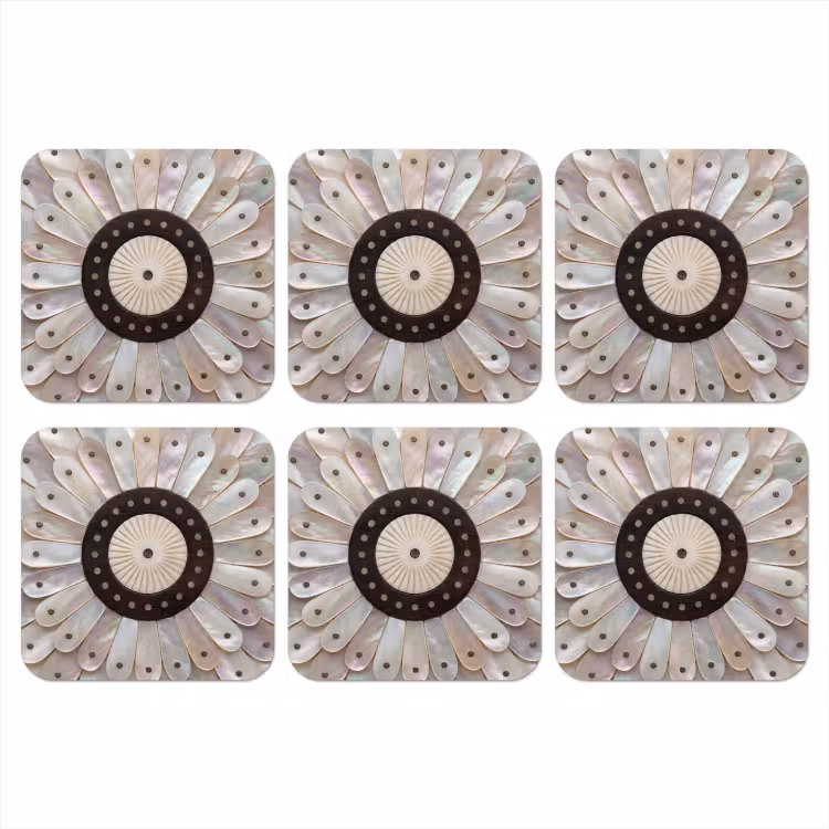 Onderzetter - Parelmoer - Patroon - Decoratie - Ambacht - Wit — 1