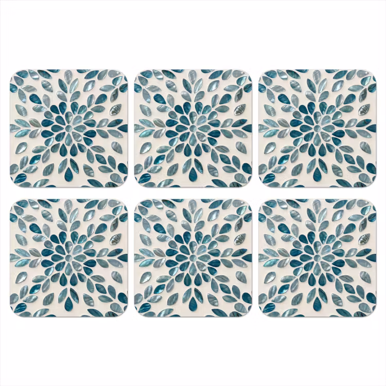Onderzetter - Patroon - Bladeren - Abstract - Modern - Turquoise — 1